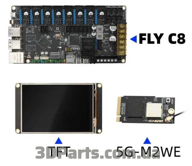 Плата керування 3D принтером, Mellow Fly-C8 з модулем M2WE та екраном Fly-Tft-V2-3.5  EL.BRDCTRL.MLW.FL.C8.M2WE.TFT3.5 фото