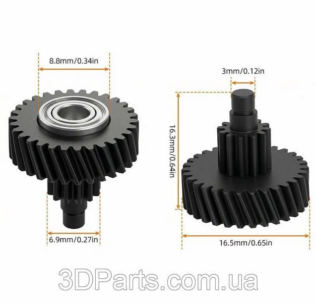 Привідна шестерня редуктора до екструдера Creality K2/K2 Pro/K2 Plus, цільнометалева EXTR.REPRKIT.CRT.K2.INTRMDTGRGRBX фото