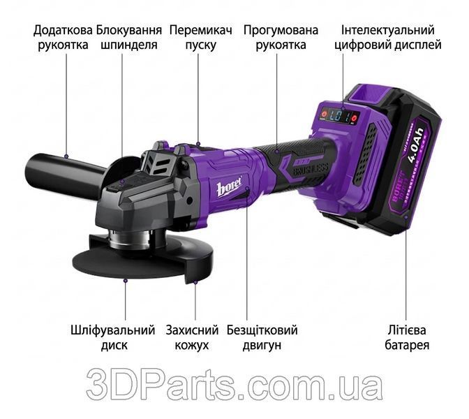 Акумуляторна кутова шліфувальна машина (болгарка) Boret BETJMJ-4235 PRVR.ANGLR.GRNDR.BRT.BETJMJ.423 фото