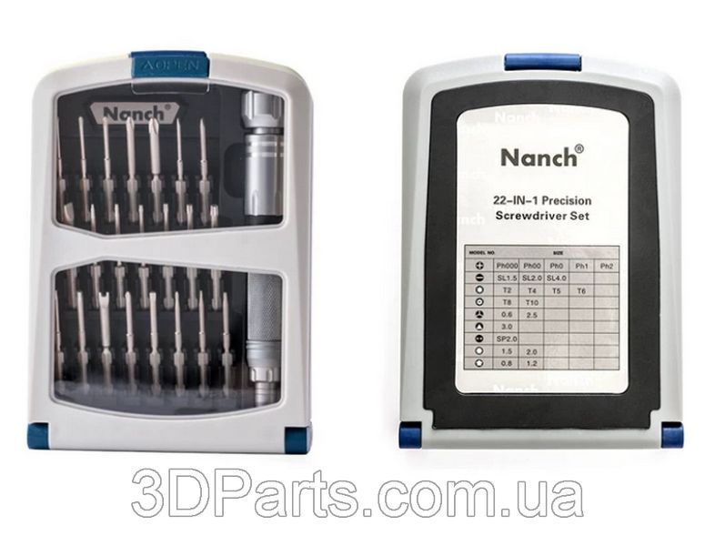Набір викруток 22-в-1 NANCH Tools, 22 біти зі сплаву S2 у пластиковому кейсі  TLS.SCRWS.SCRWSET.PLSTBOX.NNCH.22IN1 фото