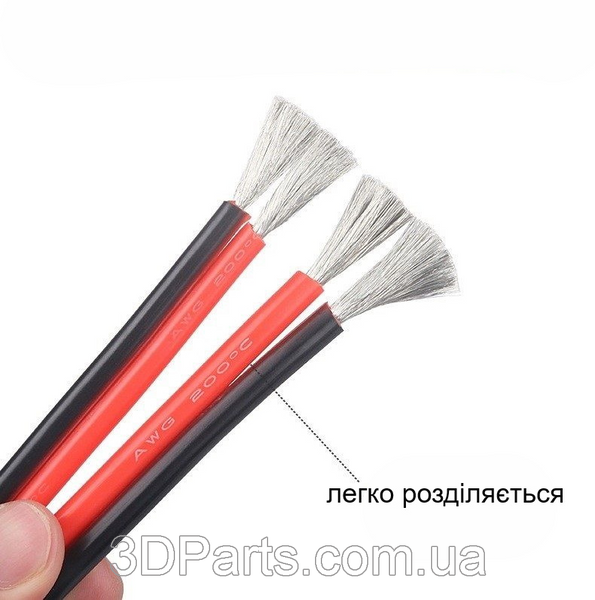 Дріт багатожильний в силіконовій ізоляції, 30AWG (0,06 мм&sup2;), двожильний чорно-червоний EL.WRSTR.SILCINSL.30AWG.0,06MM2.BLCKRED фото