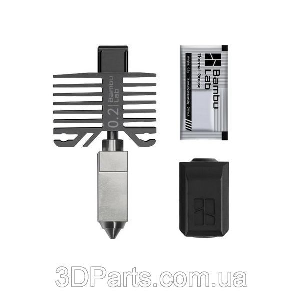 Хотенд Bambu Lab X1/P1, сопло 0,2 мм, нержавіюча сталь (оригінал, FAH004-N-1) HOT.HTND.BMBL.X1P1.0.2.ORGNL фото
