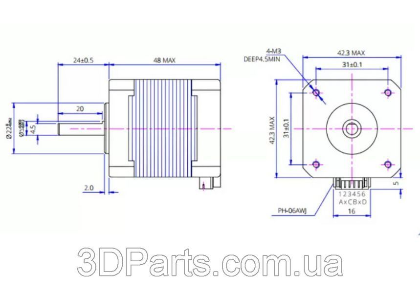 Двигун кроковий LDO NEMA17 LDO-42STH48-2004AC, крок 1,8&deg; EL.ENG.42STH48-2004AC.LDO фото
