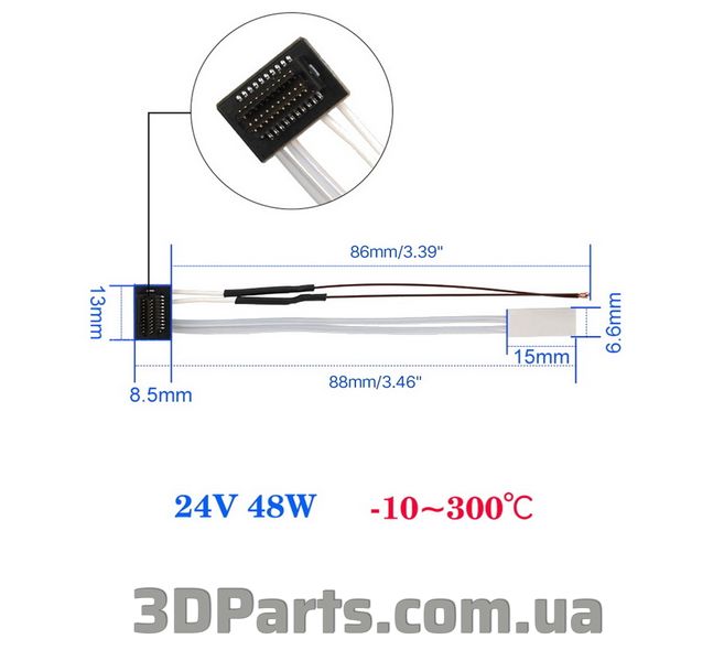 Нагрівач керамічний та термістор до Bambu Lab P1P/P1S, 24 В, 48 Вт HOT.HTCRTD.BMBLP1PP1S.24V.48W фото