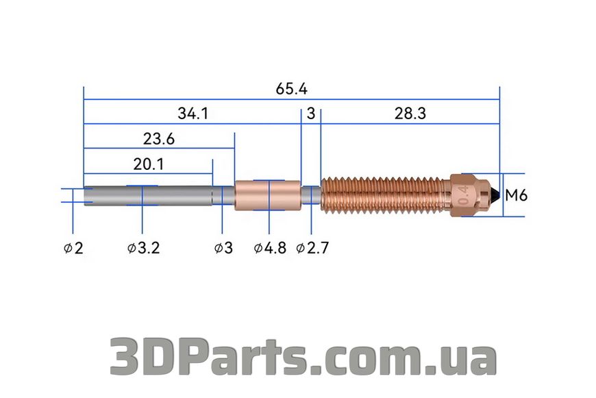 Сопло Creality K1C/K1 Max/Ender 3 V3, 1,75 мм, швидкозмінне, все в одному, 0,4 мм NZL.CRLK1CK1MAX.1,75.HL0,4.ALLNN фото