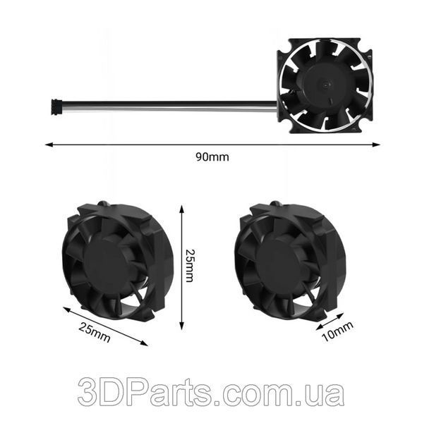 Вентилятор осьовий (кулер) 2510, 5 В, 16000RPM до Bambu Lab P2P / P2S VNT.FNAX.2510.5.16000.BMBL.P2 фото